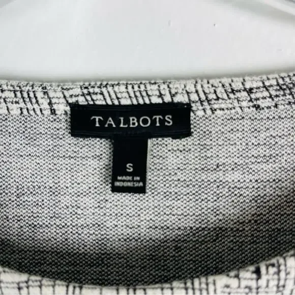 Talbots cream black stretchy knit bell sleeve preppy office top small - Picture 6 of 8